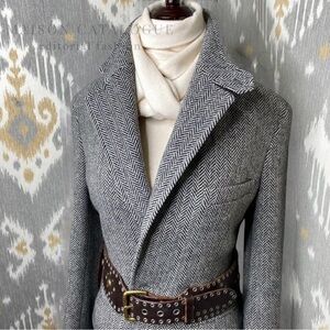 Ralph Lauren Collection Black & Cream Herringbone Wool Tweed Blazer